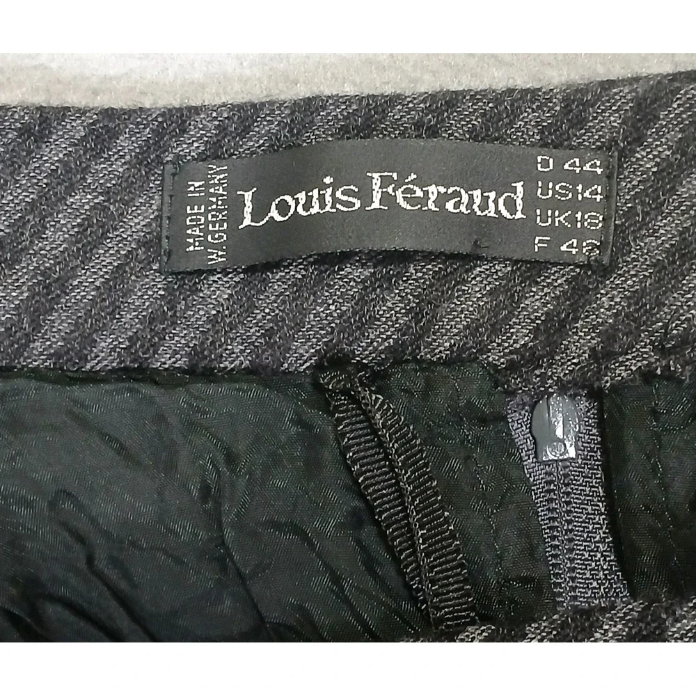 Louis‎ Feraud Vintage Women's Black Gray Striped Skirt US 14 MADE IN W.GERMANY